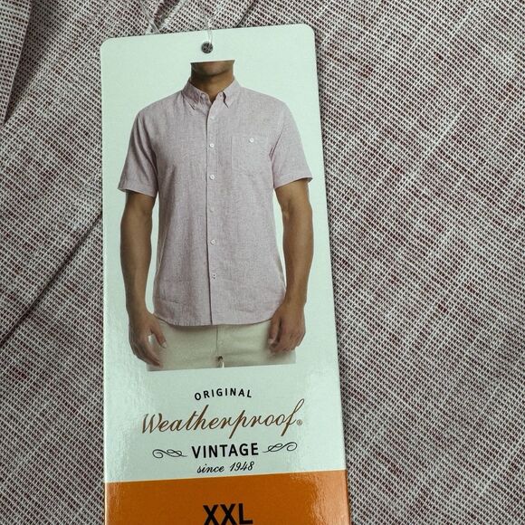Weatherproof Vintage Mens Shirt XX-Large Red Short Sleeve Button Down - Picture 5 of 10